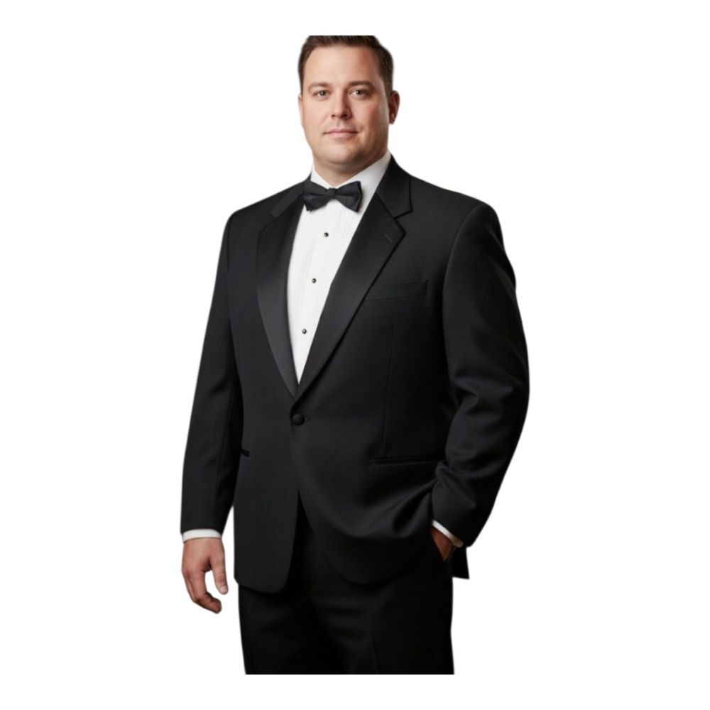 Fumagalli's Uomo Black Wool Tuxedo Jacket Blazer Satin Lapel Men's 46 R Formal